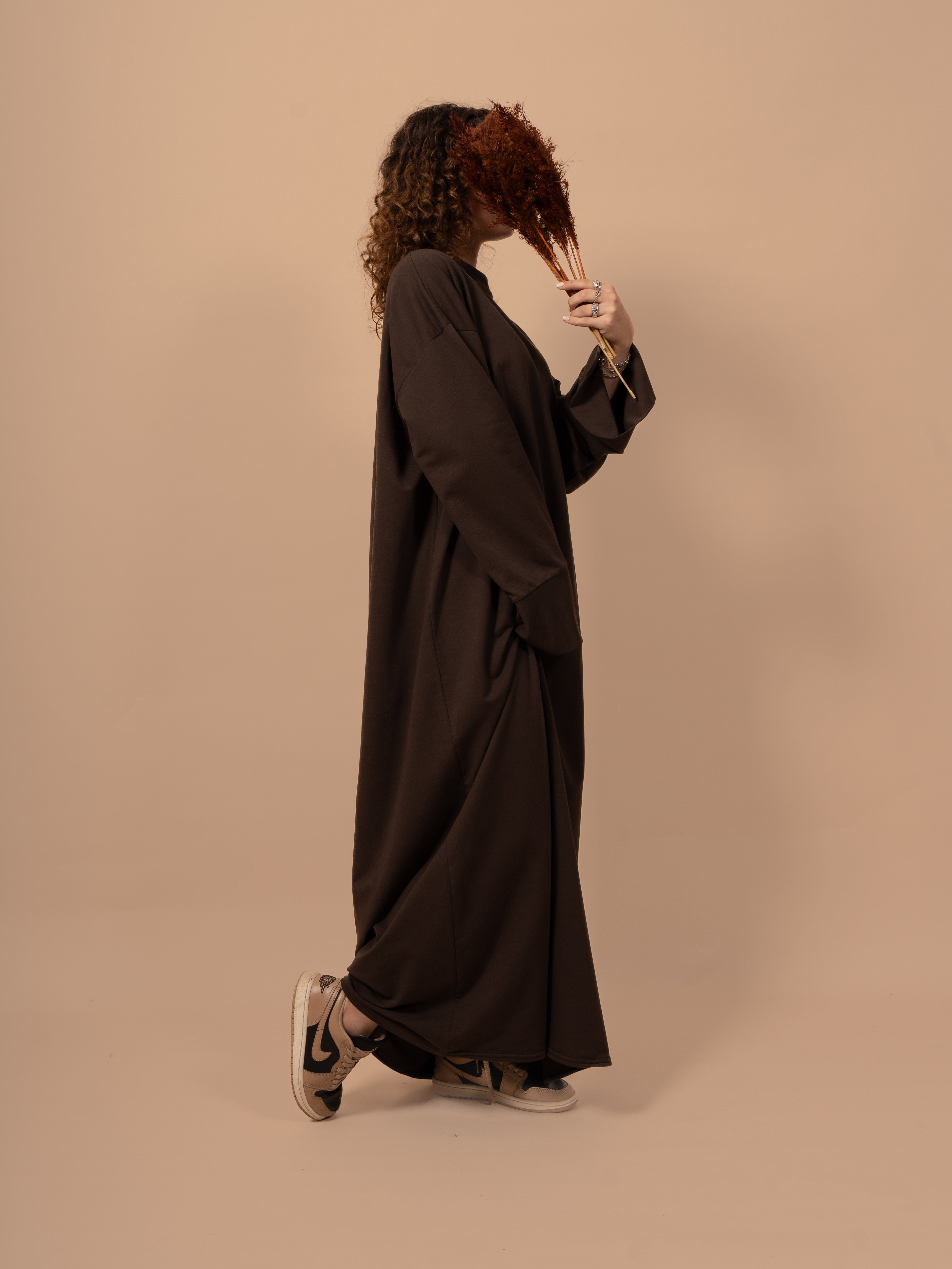 Cut sleeve dress - Black