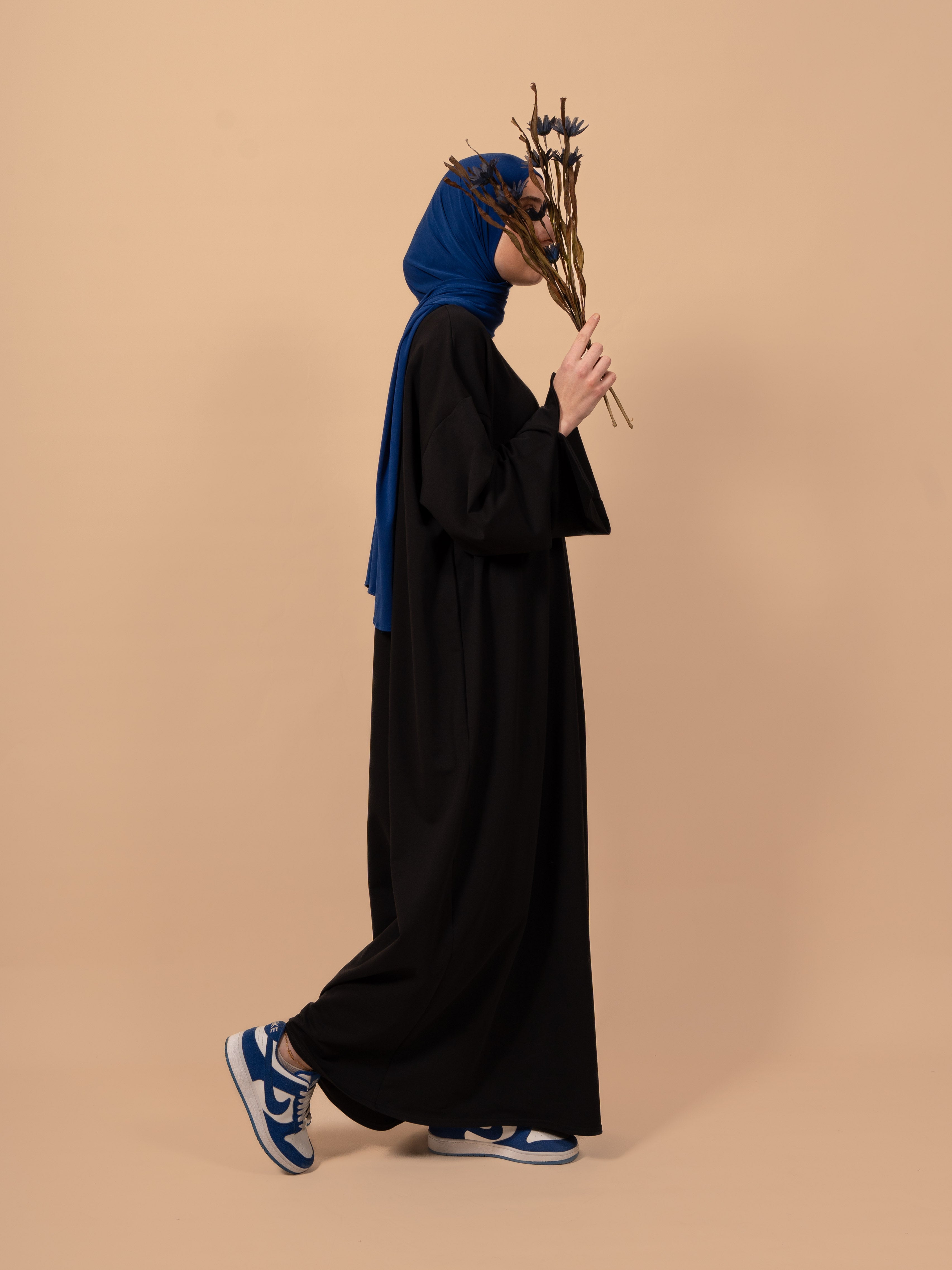 Cut sleeve dress - Black