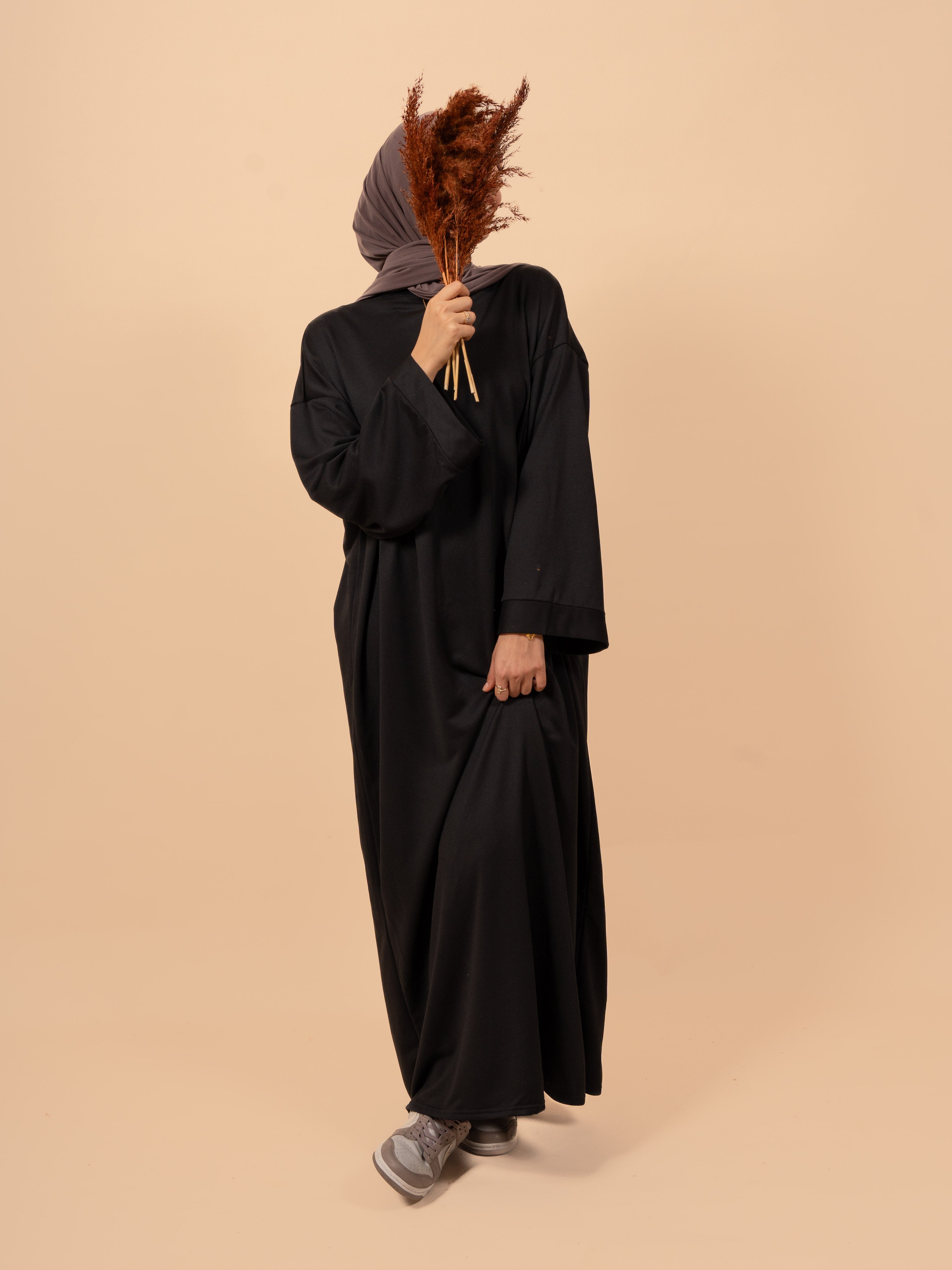 Sweater abaya - black