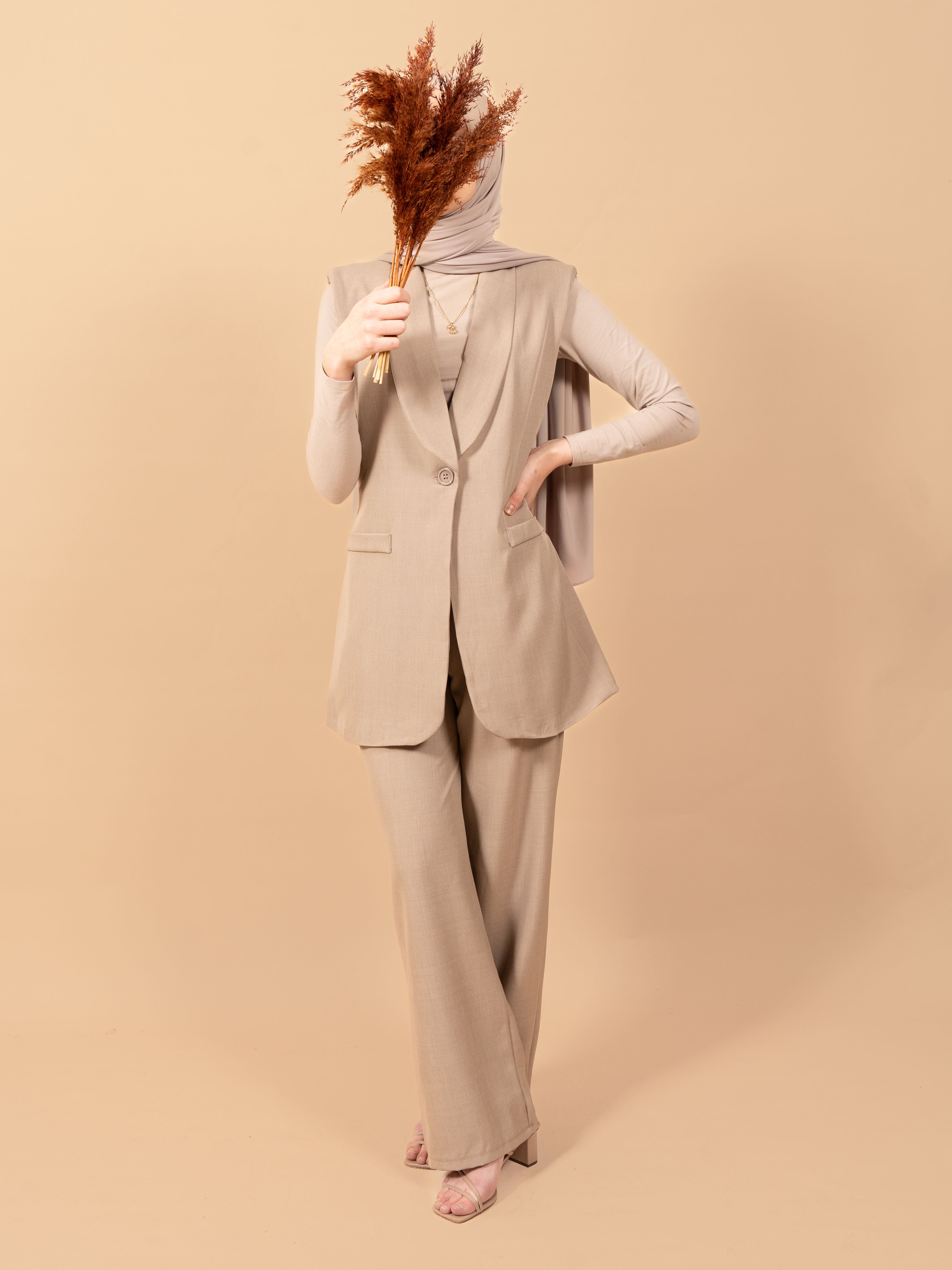 Sleeveless set - taupe