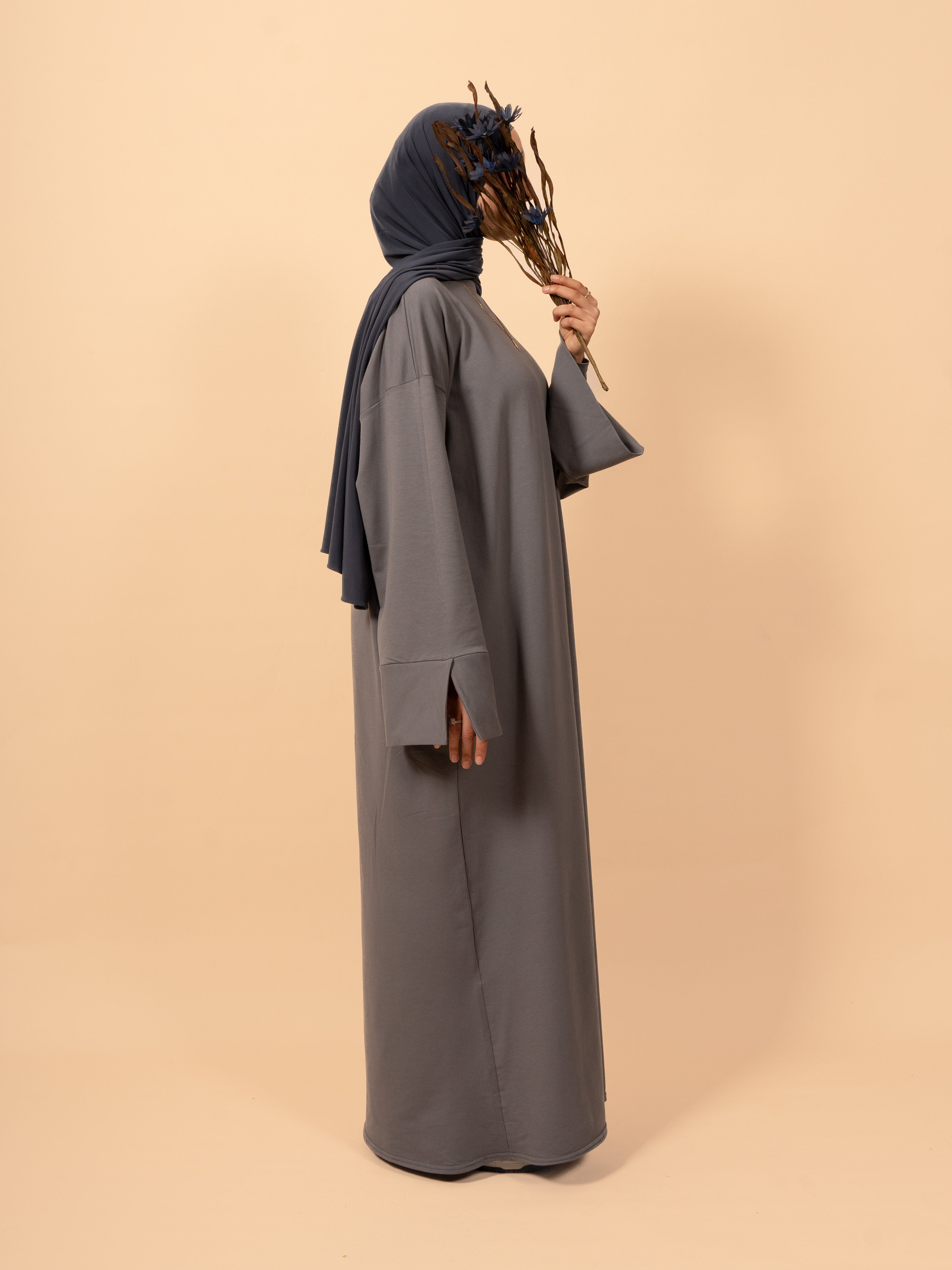 Cut sleeve dress - Clay