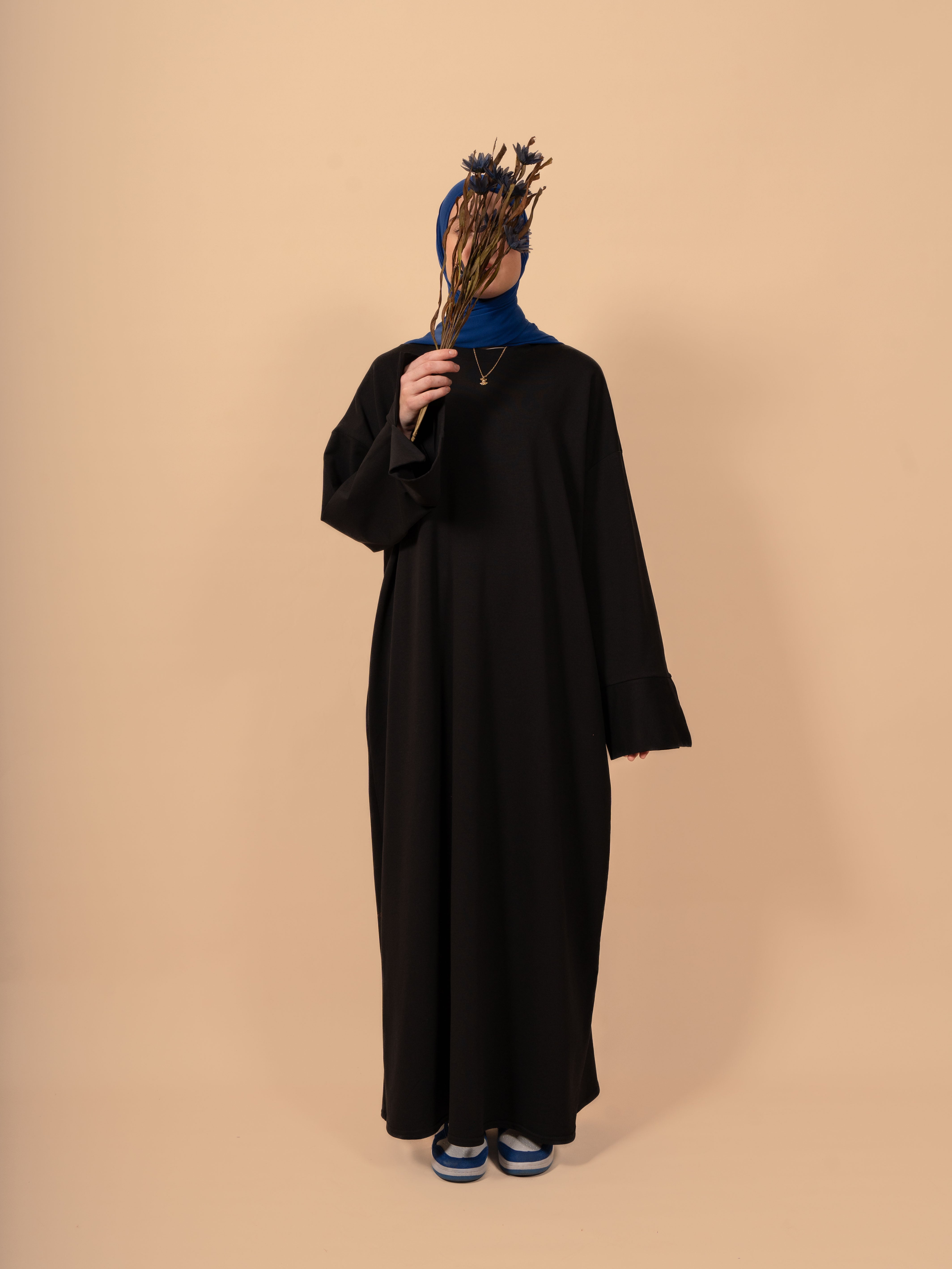 Cut sleeve dress - Black
