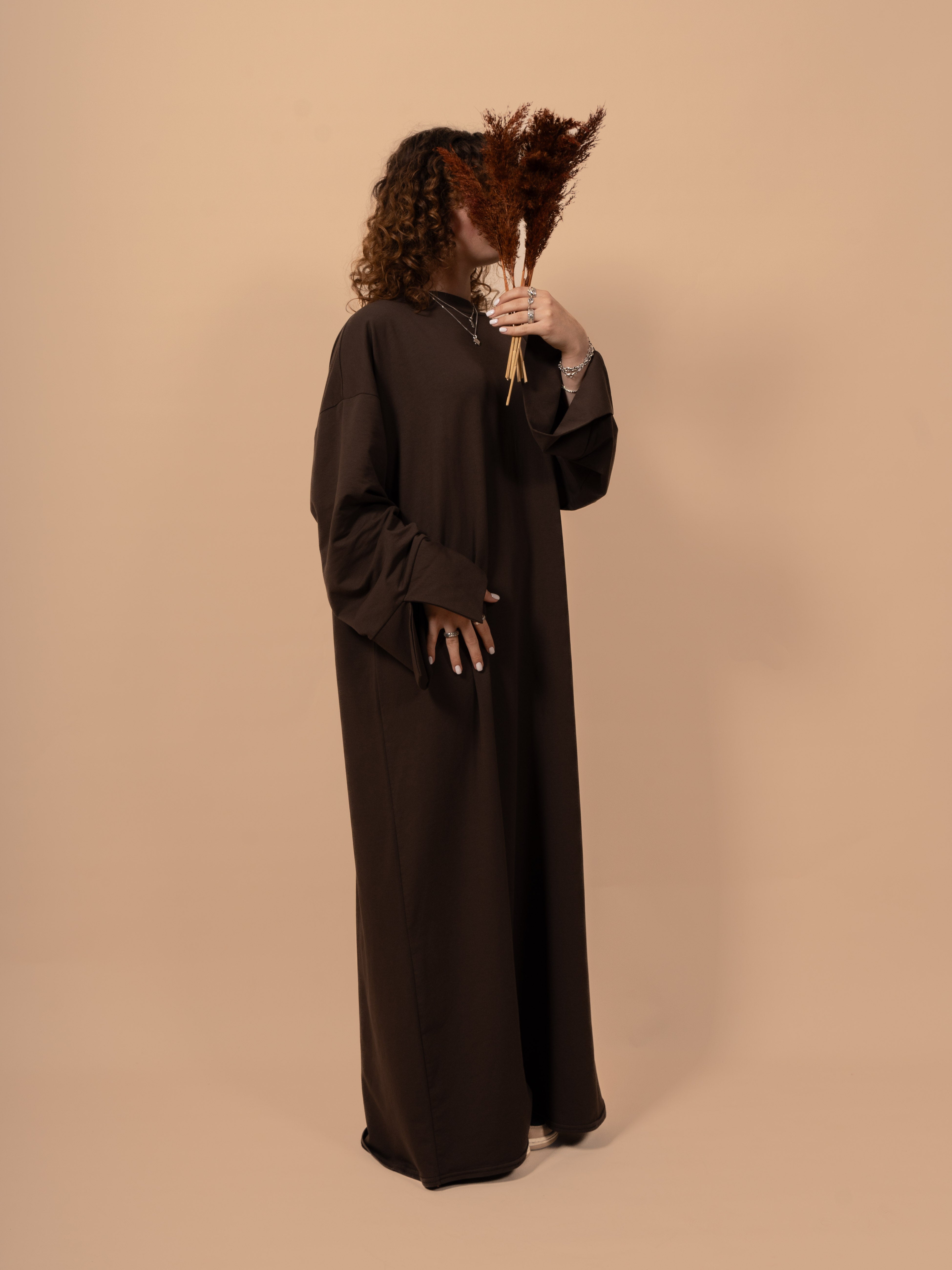 Cutsleeve dress - Brown