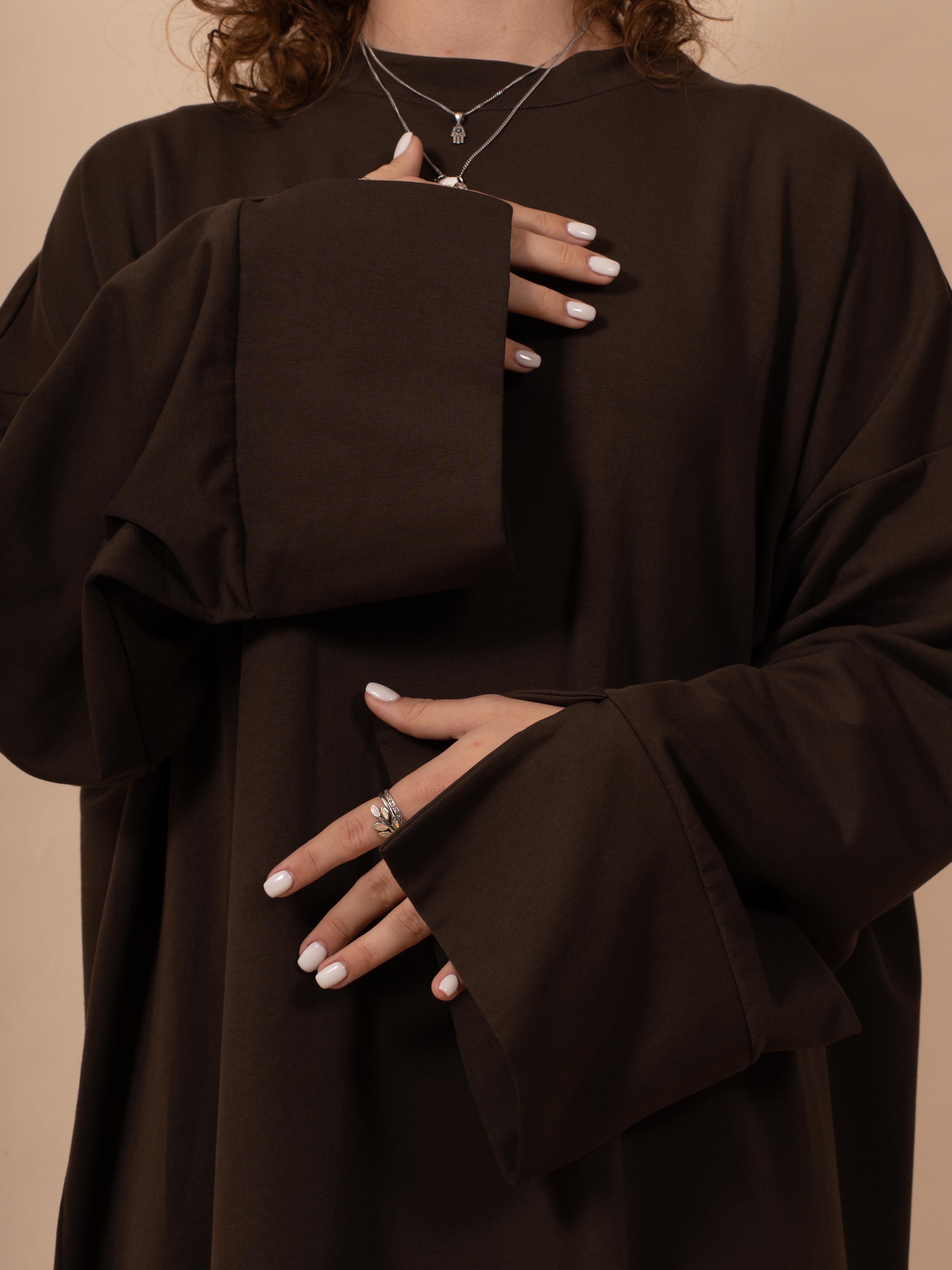 Cutsleeve dress - Brown